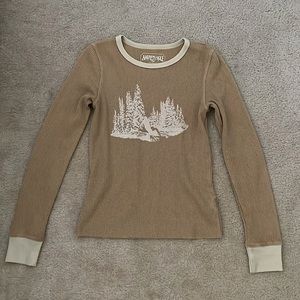 American Eagle brown fitted long sleeve shirt, Extra small